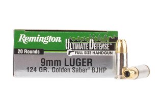 Remington Ultimate Defense 9mm 124 gr Brass Jacket Hollow Point Ammo - Box of 20